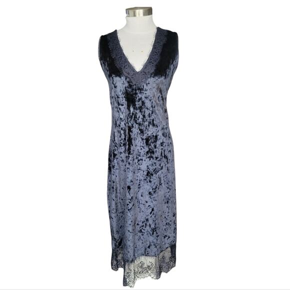 La Vie En Blanc Velvet Lace Dress Black Medium - Picture 1 of 9